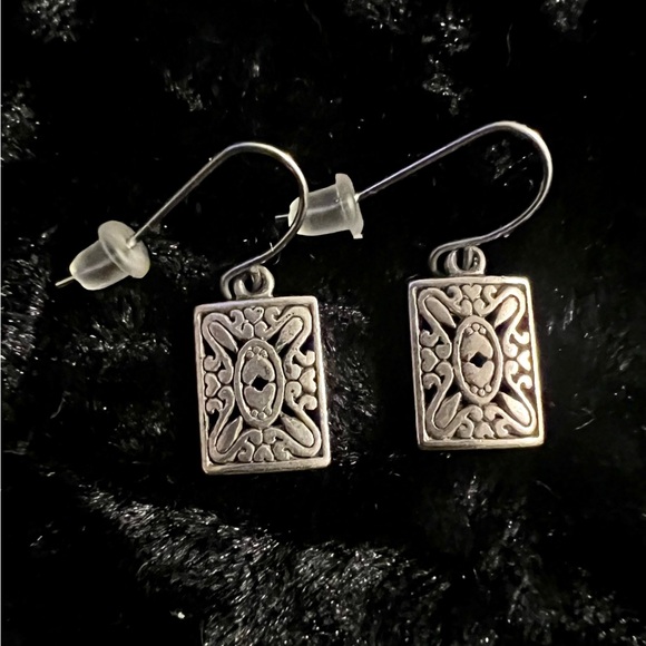 Retired “Premier Designs” Ornate Silver-Plated Earrings (Stamped) - Picture 3 of 4